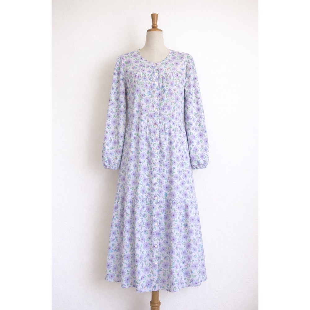 Models Coat House Dress Womens 14 Purple Floral Cottagecore Prairie Vintage 90s